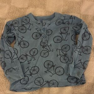 Tea Collection Gray Bicycle Print Long Sleeve Shirt